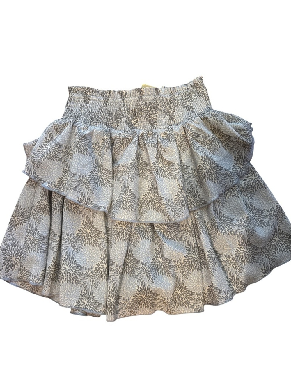 entro Cream and Taupe Floral Tiered Mini Skirt